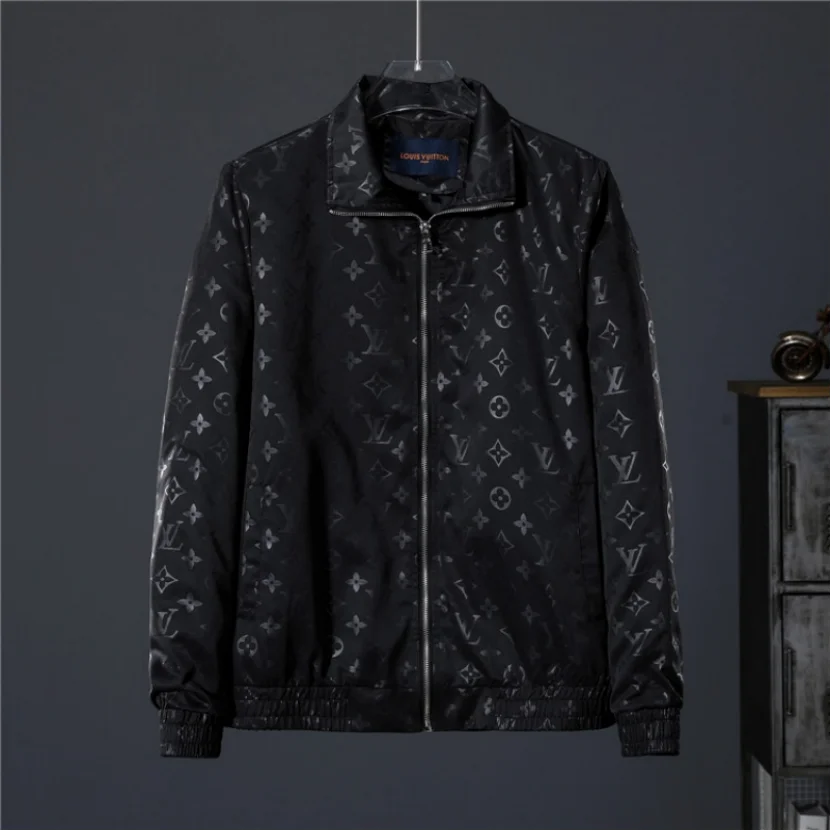 LV high quality monogram printed black zipper jacket