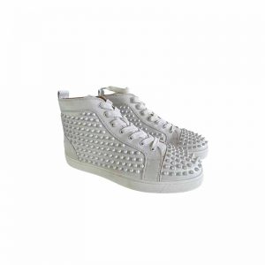 White lace-up high top flats CL6345