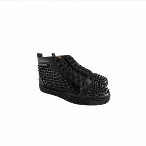 black spikes lace-up high  top flats CL6543