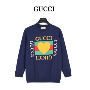 GUCCI Knitted cotton dark blue hoodie FZ242817
