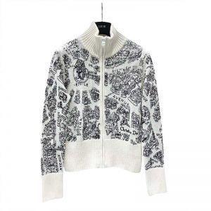Stand collar ink painting sweater cardigan FZ2410804
