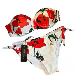 DG red flower printing women bikinis suit set FZ2410810