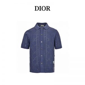 Dior army blue Open-knit short-sleeved shirt FZ242814