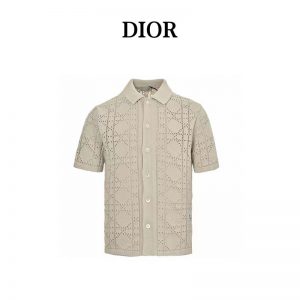 Dior beige Open-knit short-sleeved shirt FZ242815