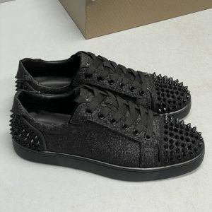 Christian Louboutin Dress Shoes Rivet Designer Shoes Women Men Loafers Black Brushed Upper Highlights SH029
