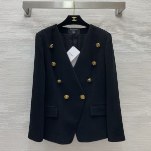 BALMAIN Best quality Customized black rose double breasted buckle decoration Simple temperament Slim version of thin long-sleeved blazer FZ242