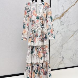 ZIMMERMANN best quality The latest linen printed dress for early autumn FZ029