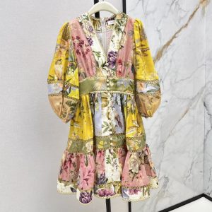 ZIMMERMANN best quality The latest linen printed dress for early autumn FZ052