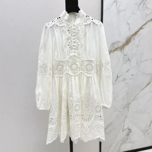 New best quality fall splicing water soluble flower heavyweight dress FZ033