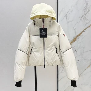 MONCLER Best quality fall and winter latest models ski series hit color stripes collar hooded down jacket Hidden zipper hood design FZ139