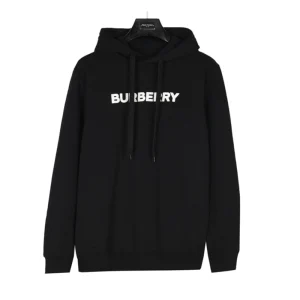 BURBERRY Best Quality Fall Classic Black Letter Print Hooded Sweatshirt 100% Cotton Top FZ166