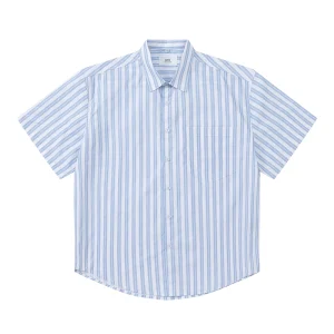 Alexandre Mattiussi Best Quality Love Heart Embroidery Striped Short Sleeve Shirt FZ204