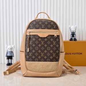 Louis Vuitton high quality Suede embossed grain leather and Monogram canvas Backpack 31x44x19cm LB033