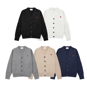 Alexandre Mattiussi Best Quality Autumn and Winter New Small Heart Embroidery Cardigan V-Neck Knit Sweater FZ201