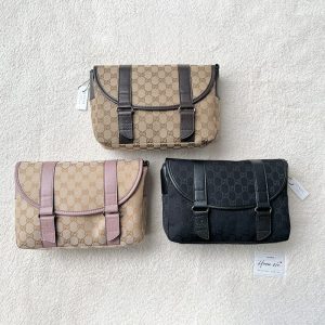 GUCCI High quality explosive canvas crossbody bag men back magnetic buckle 24*30*9cm LB043