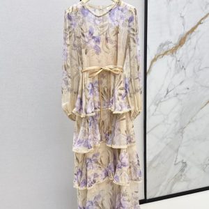 ZIMMERMANN best quality Latest Heavy Autumn Flower Pattern Embroidered Dress FZ080