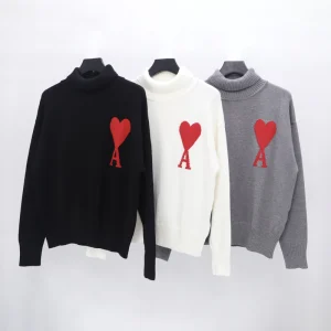 Alexandre Mattiussi Best Quality Fall & Winter New Heart A Embroidery Easy Lazy Style Turtleneck Sweater FZ198