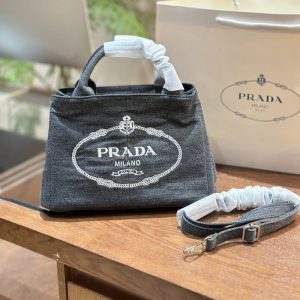 PRADA High quality Canvas denim handbag shoulder bag 28cm LB050