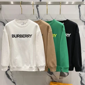 BURBERRY Best Quality Autumn round neck new sweater classic silicone letters micro logo 100% cotton FZ192