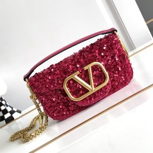 Valentino high quality Garavani 3D embroidered sequined handbag 20 x 11 x 5cm LB037