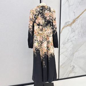 ZIMMERMANN Best quality Early fall latest imported models linen fabric printed long dress Elegant floral pattern FZ108