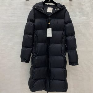 Moncler high quality new original logo decorative silicone strip zipper hooded down cotton mid-length thick coat  FZ142