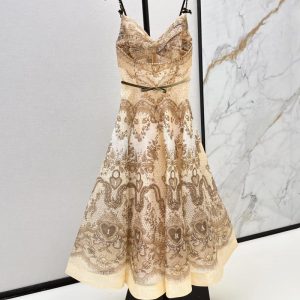 Zimmermann Best Quality Latest autumn and winter bow suspender long dress Fz172