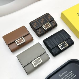 FENDI High quality imported calfskin metal decorated letter embroidery with exquisite multi functional small purse 9.5*3*7.5CM LB059
