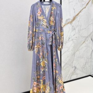 Zimmermann Best Quality The latest linen printed dress for early spring Fz174