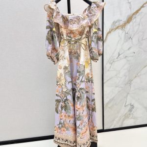 ZIMMERMANN best quality The latest linen printed dress for early autumn FZ027