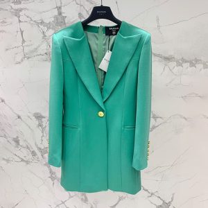 BALMAIN Best Quality fall and winter new large collar suit emerald green suit jacket Slim back center zipper suit jacket FZ226