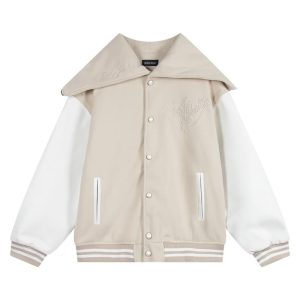 BALENCIAGA best quality flip collar loose jacket sleeves quilted leather tweed embroidery needle weave shell hot diamond baseball jacket FZ244