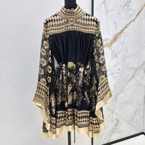 ZIMMERMANN best quality Early Autumn Latest Vacation Series Black Gold Illustration Series Cloak Dress FZ055