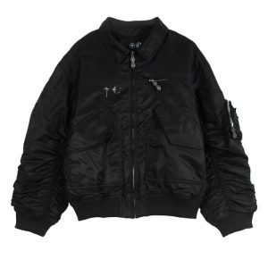 BALENCIAGA best quality star and moon rivets metal zipper flight jacket niche heavyweight cotton short wide jacket FZ243
