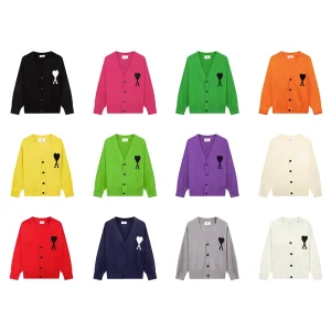 Alexandre Mattiussi Best Quality Love Heart Series Big Heart Sweater Love A Letter White Heart Jacquard Cardigan V-Neck 12 Colors FZ200