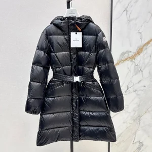 MONCLER best quality fall and winter latest models hooded waist down jacket with belt 90%white duck down filling FZ138
