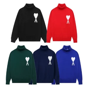 Alexandre Mattiussi Best Quality Autumn and Winter New Love A Embroidery Easy Lazy Style Turtleneck Sweater Black Blue Dark Blue Red Green FZ198