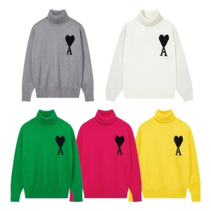 Alexandre Mattiussi Best quality fall and winter new love A embroidery easy lazy style turtleneck sweater 5 colors FZ198