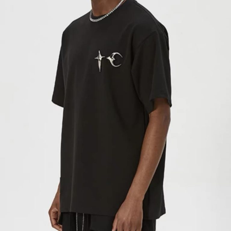 BALENCIAGA Best Quality Niche Design Silver Embellished Short Sleeve-6