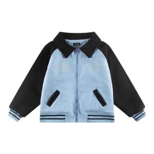 BALENCIAGA best quality pearl lamb wool colorful jacket simple versatile lapel baseball design sense jacket FZ248