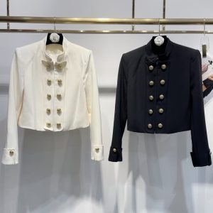 BALMAIN Best quality New senior sense of temperament double-breasted collar short jacket High-end suit craft design FZ232
