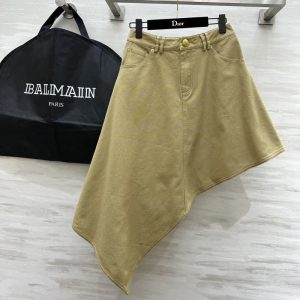 BALMAIN Best Quality fall and winter new khaki denim half skirt irregular skirt cutting design FZ223