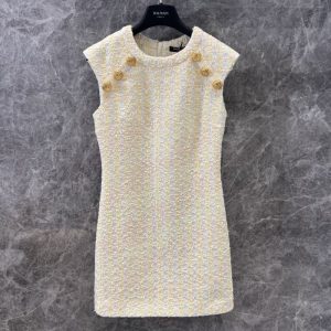 BALMAIN Best Quality fall and winter new gold buckle decoration sleeveless undershirt dress FZ224
