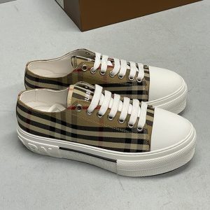 Burberry high quality striped check sneakers two color cotton flat shoe print plaid casual shoes SH054