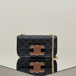 CELINE Best Quality Triomophe Embossed Underarm Bag Flap Chain Crossbody Bag 20.5x11.5x4cm LB170