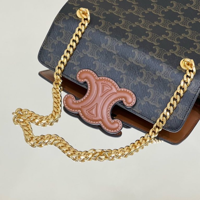CELINE Best Quality Triomophe Embossed Underarm Bag Flap Chain Crossbody Bag 20.5x11