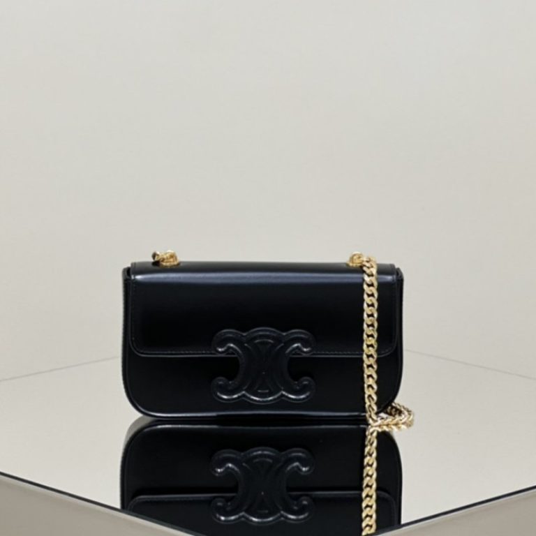 CELINE Best Quality Triomophe Embossed Underarm Bag Flap Chain Crossbody Bag 20.5x11