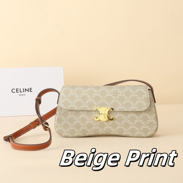 CELINE High Quality Baguette Flap Bag Small Capacity Crossbody Buckle Letter Print 28x12x5cm LB110 (12)