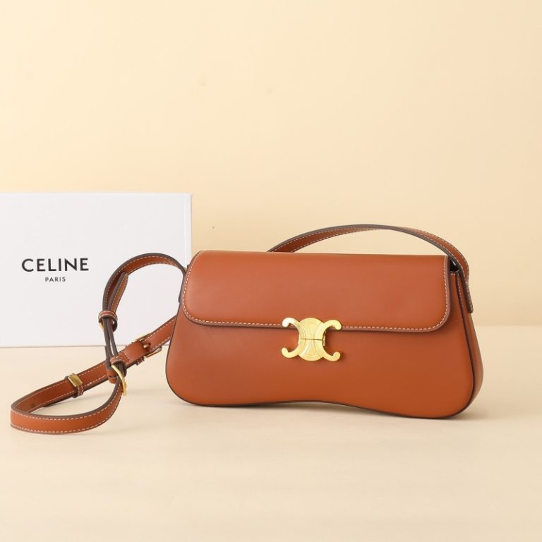 CELINE High Quality Baguette Flap Bag Small Capacity Crossbody Buckle Letter Print 28x12x5cm LB110 (3)