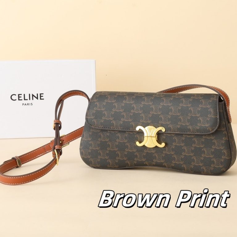 CELINE High Quality Baguette Flap Bag Small Capacity Crossbody Buckle Letter Print 28x12x5cm LB110 (5)